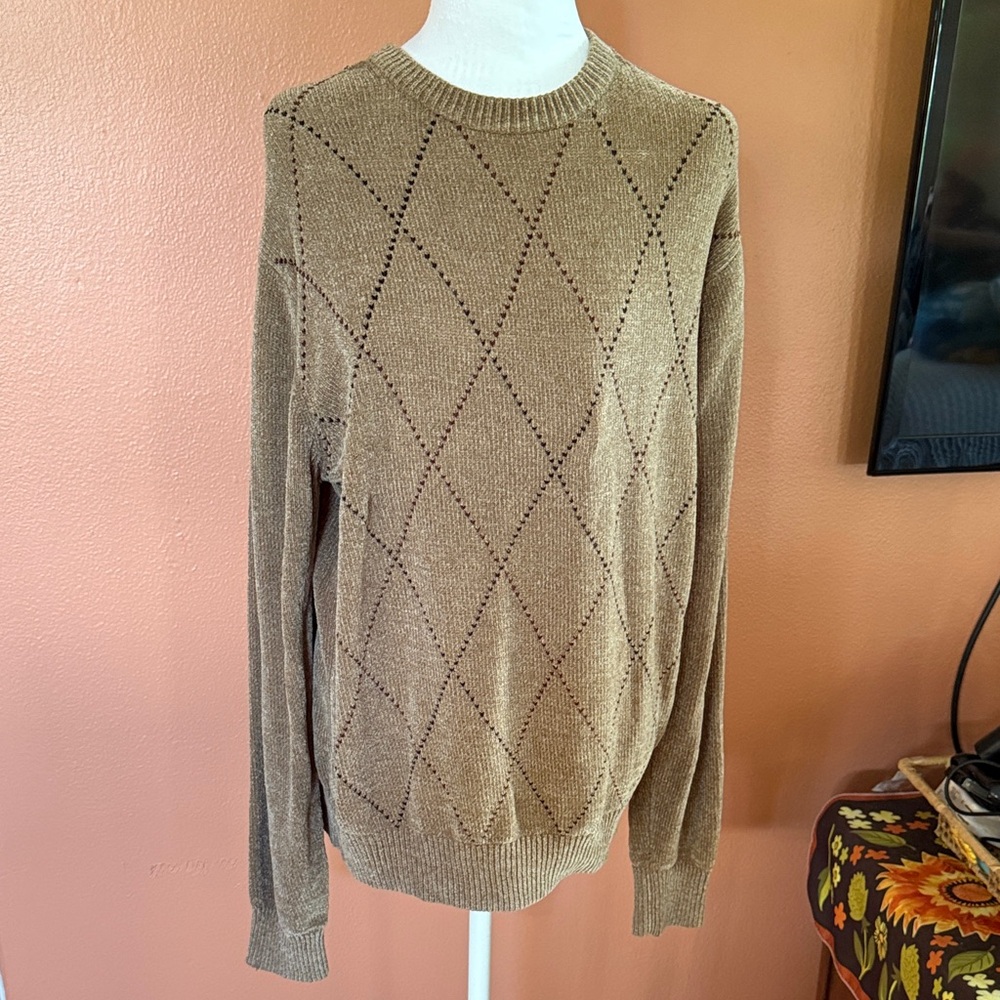Vintage Haggar Men's Tan Crewneck Sweater